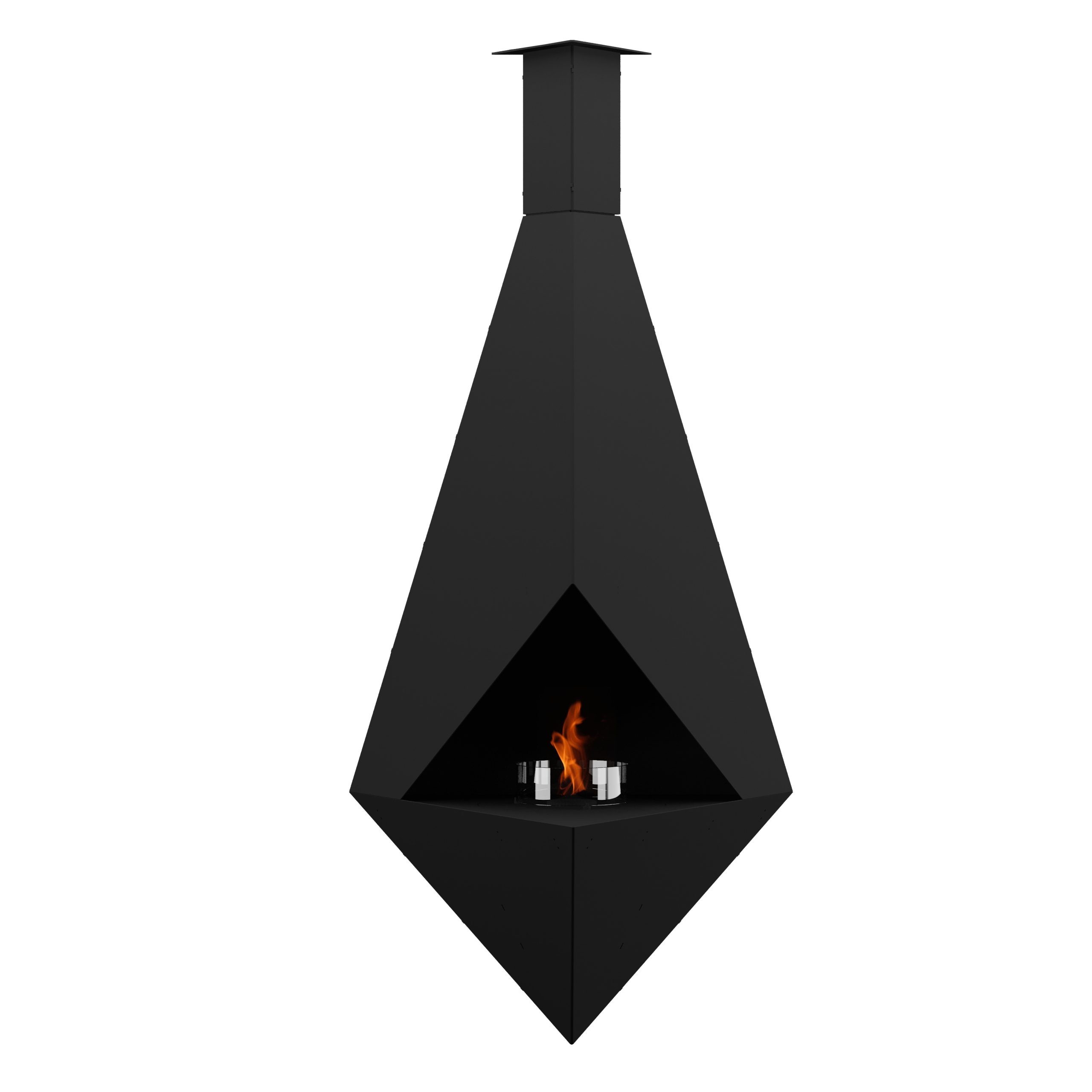 Pythagoras suspended bioethanol fireplace isolated on transparent background