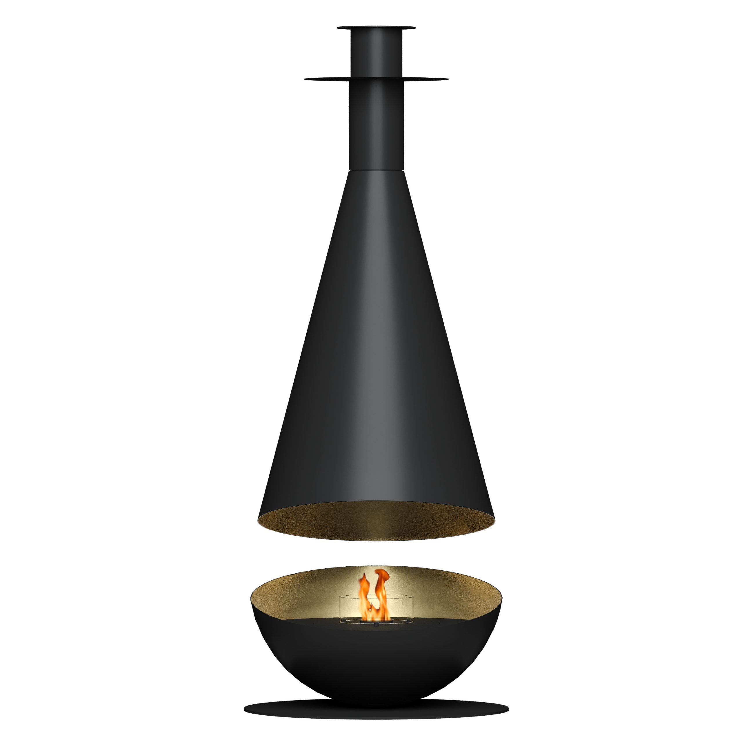 Thales suspended bioethanol fireplace isolated on transparent background
