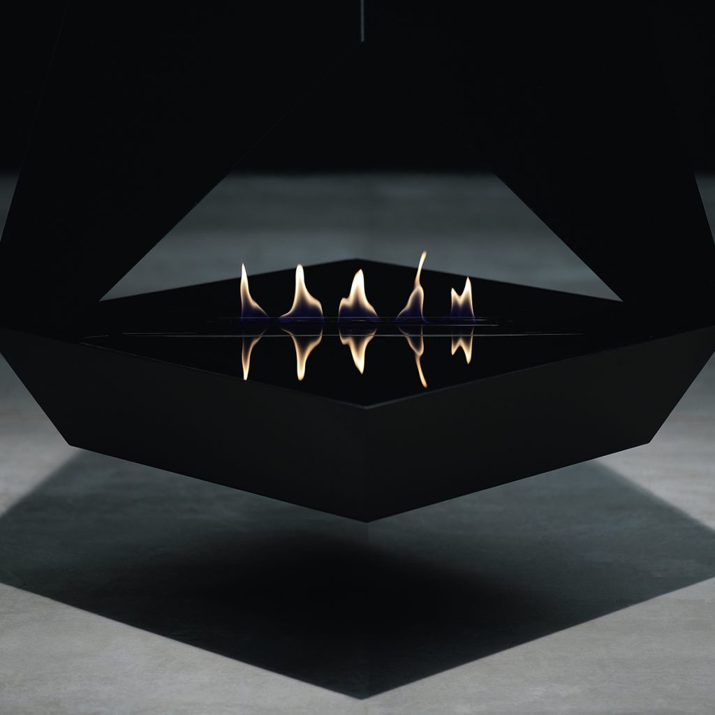 Eudoxus, suspended bioethanol fireplace detail