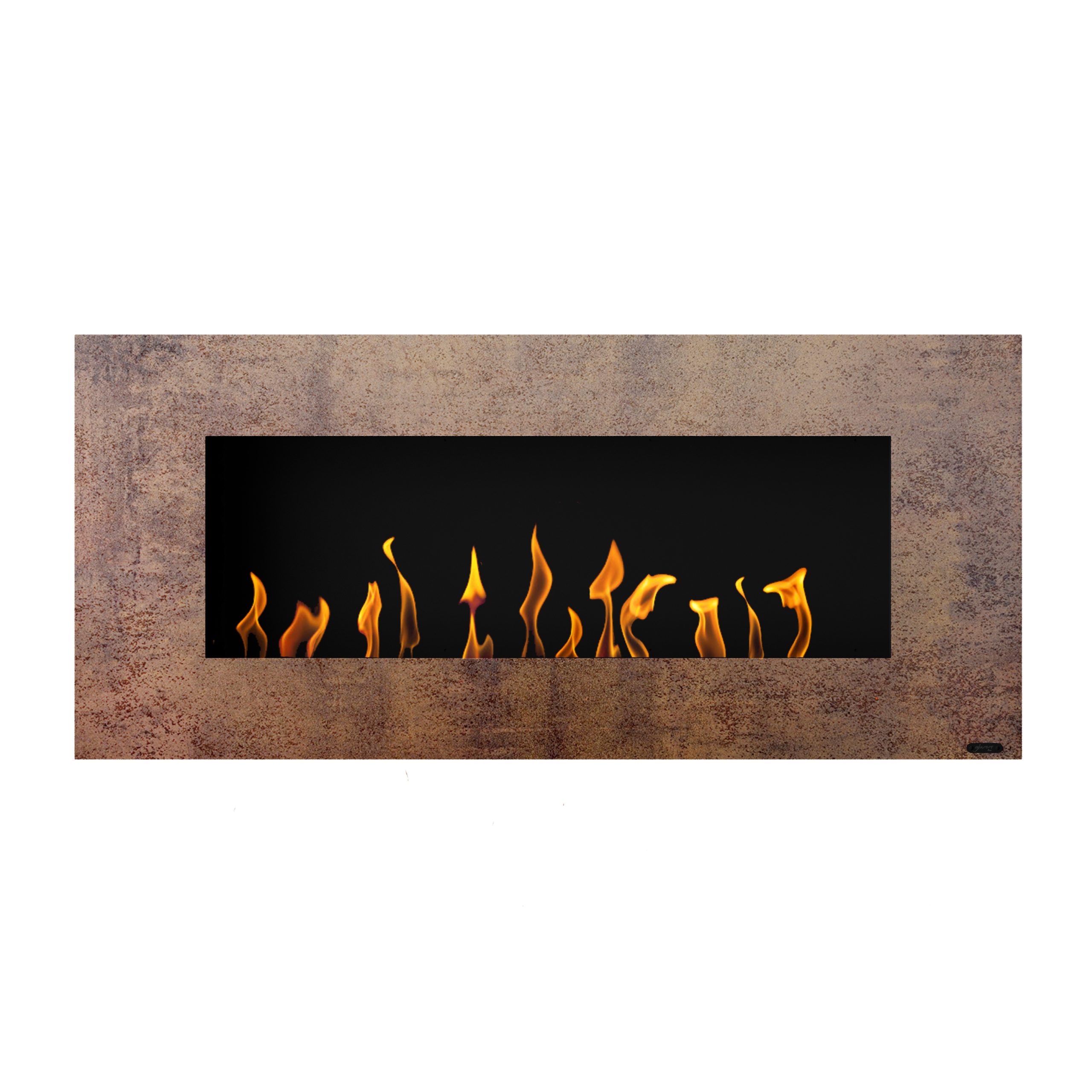 Apollo bioethanol wall-mounted fireplace by GlammFire with rust finish and modern design