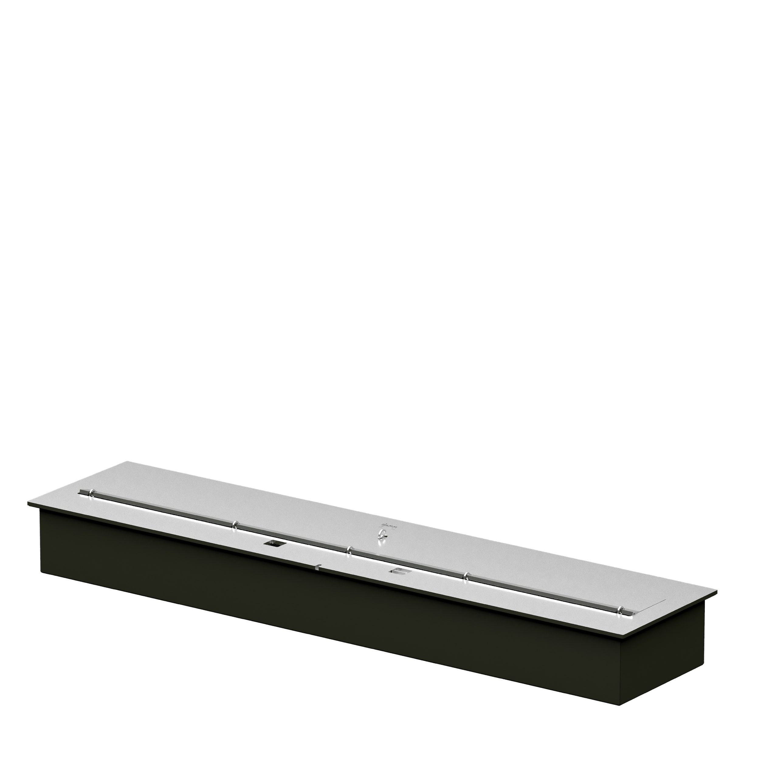 Burner V bioethanol fireplace with transparent background, resembling a sleek line of fire for modern decor.