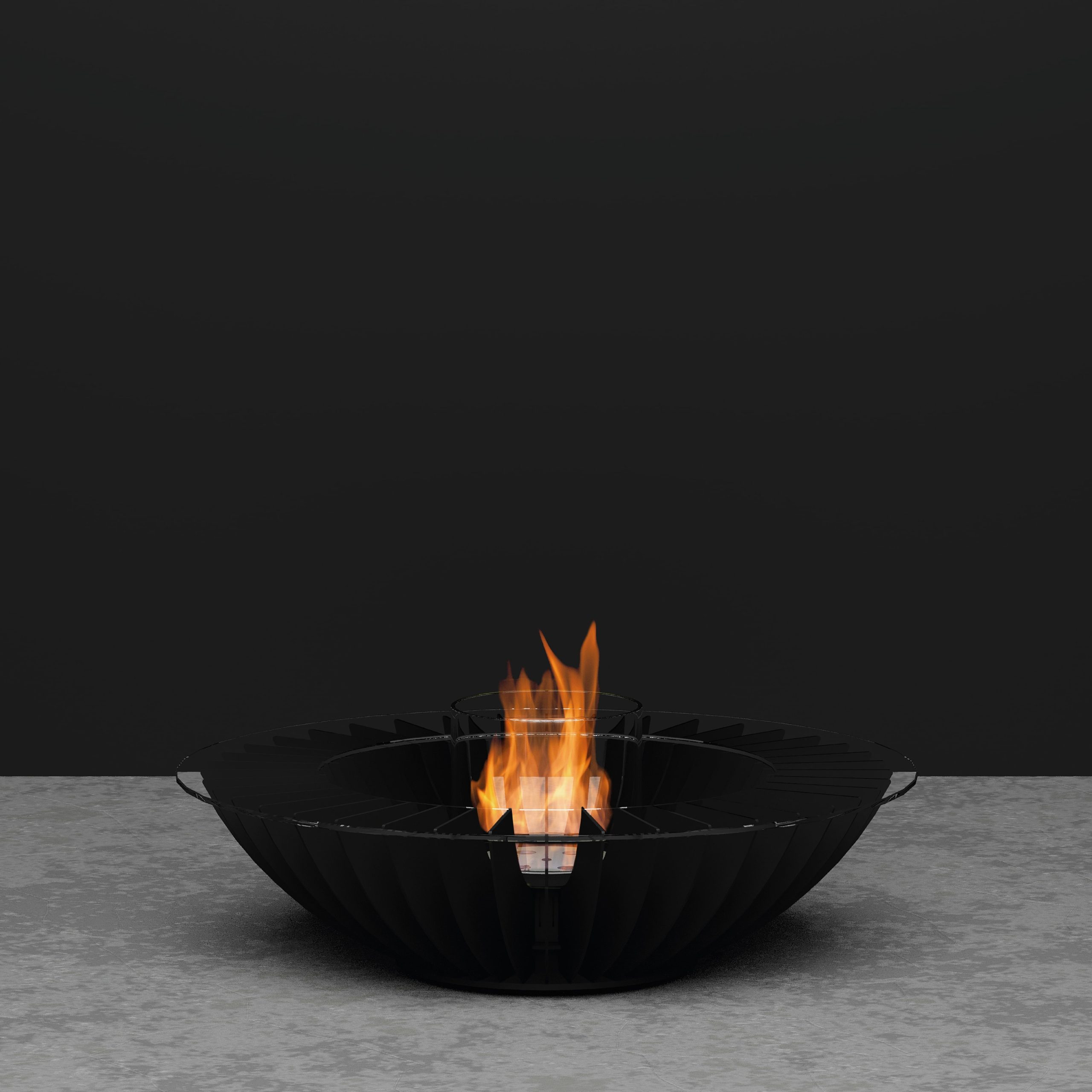 Cosmo 13 bioethanol floor fireplace with a mechanical burner, modern design, ideal for contemporary interiors, by GlammFire.