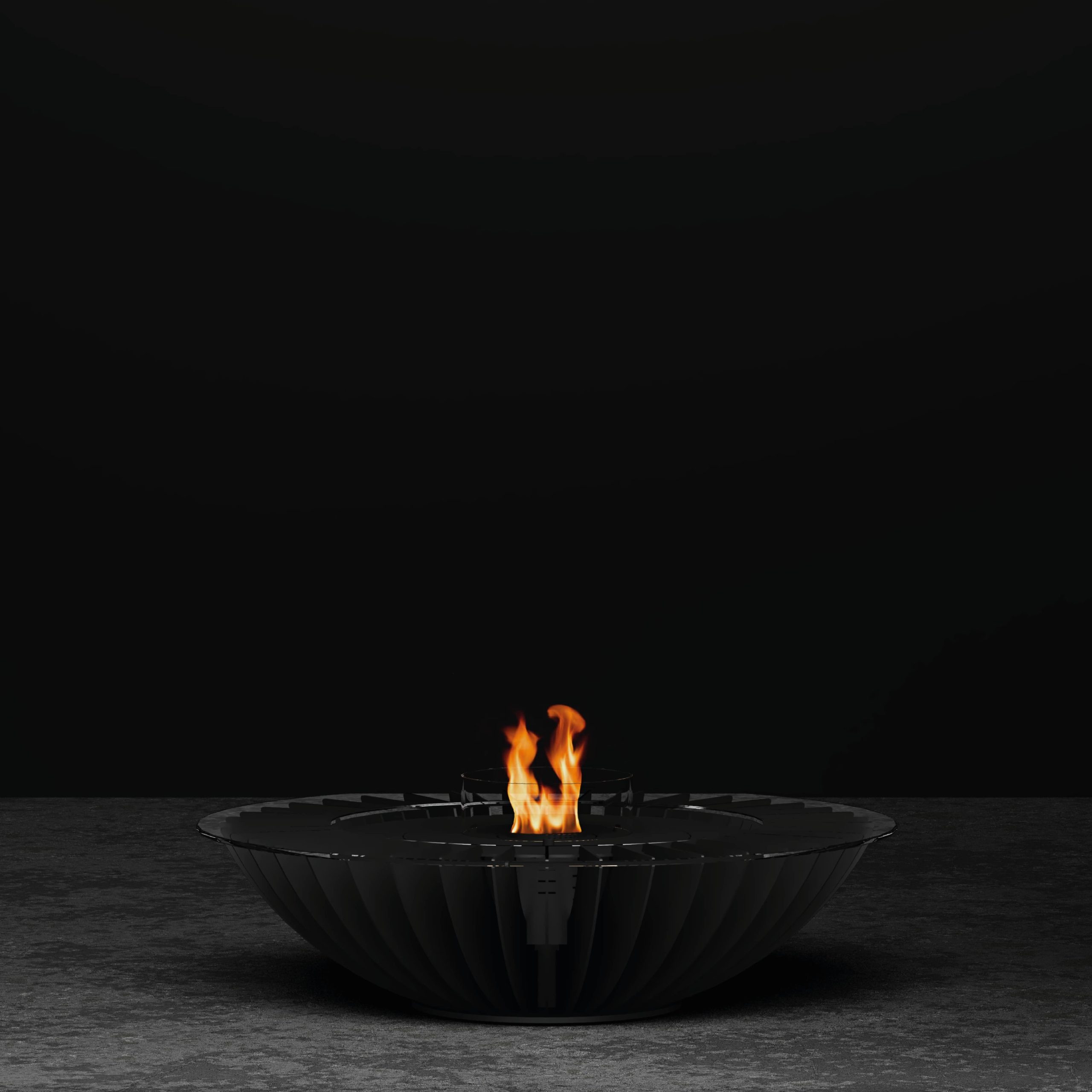 Cosmo EVO Round bioethanol fireplace in a sleek black finish, providing a modern and minimalist aesthetic by GlammFire.