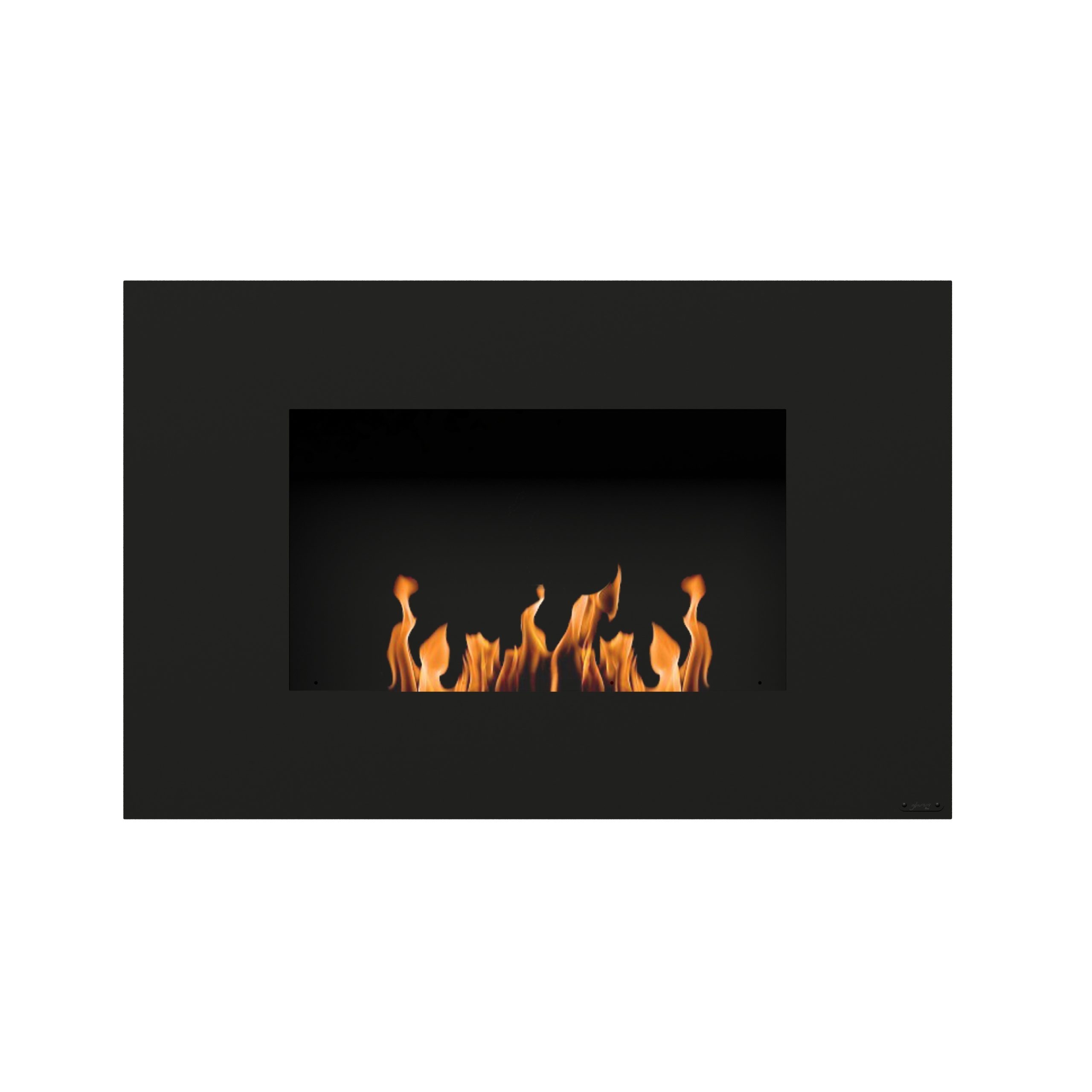 Mito Small bioethanol wall-mounted fireplace with a sleek rectangular design in black finish.