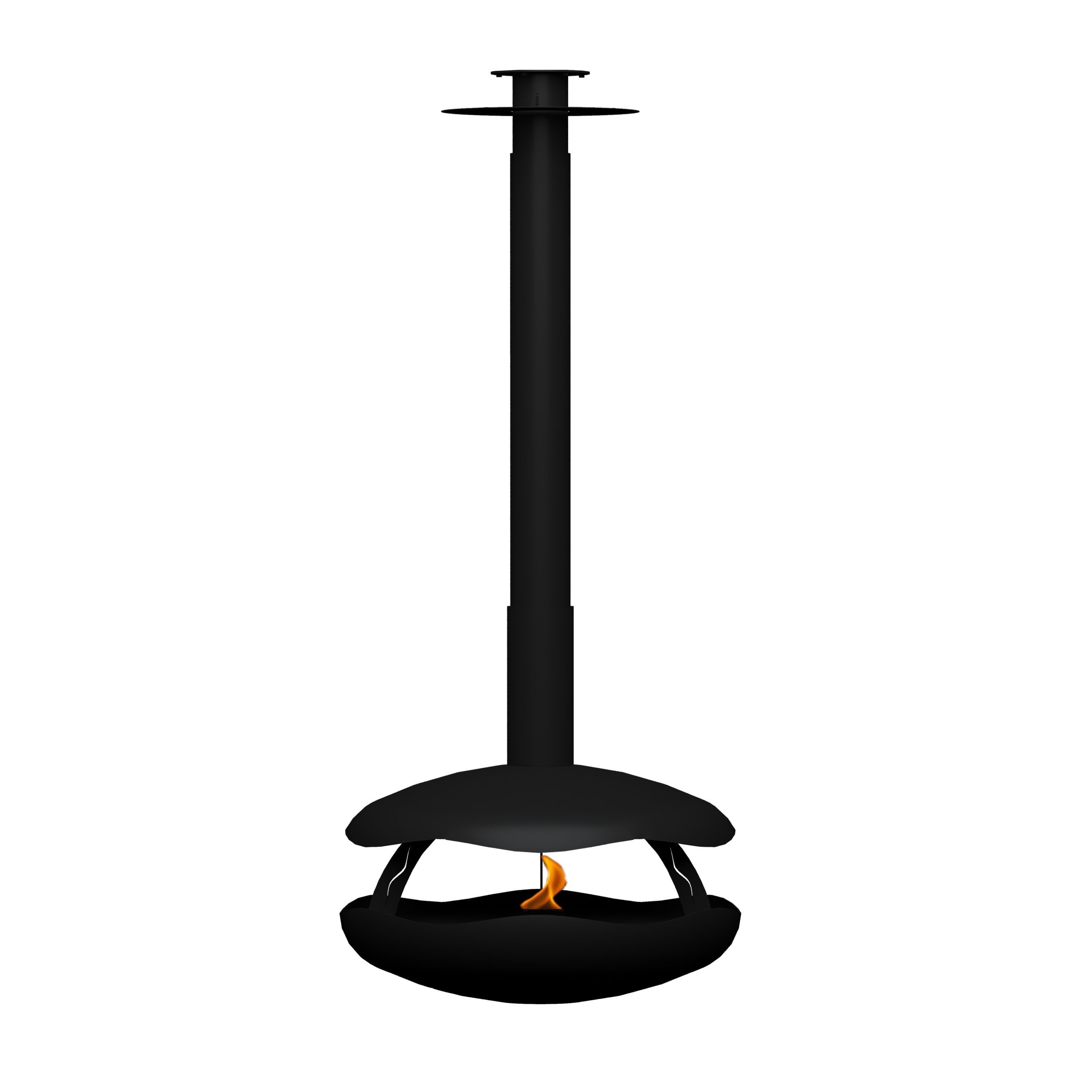 Perola Plus suspended bioethanol fireplace by GlammFire with automatic burner in modern black design