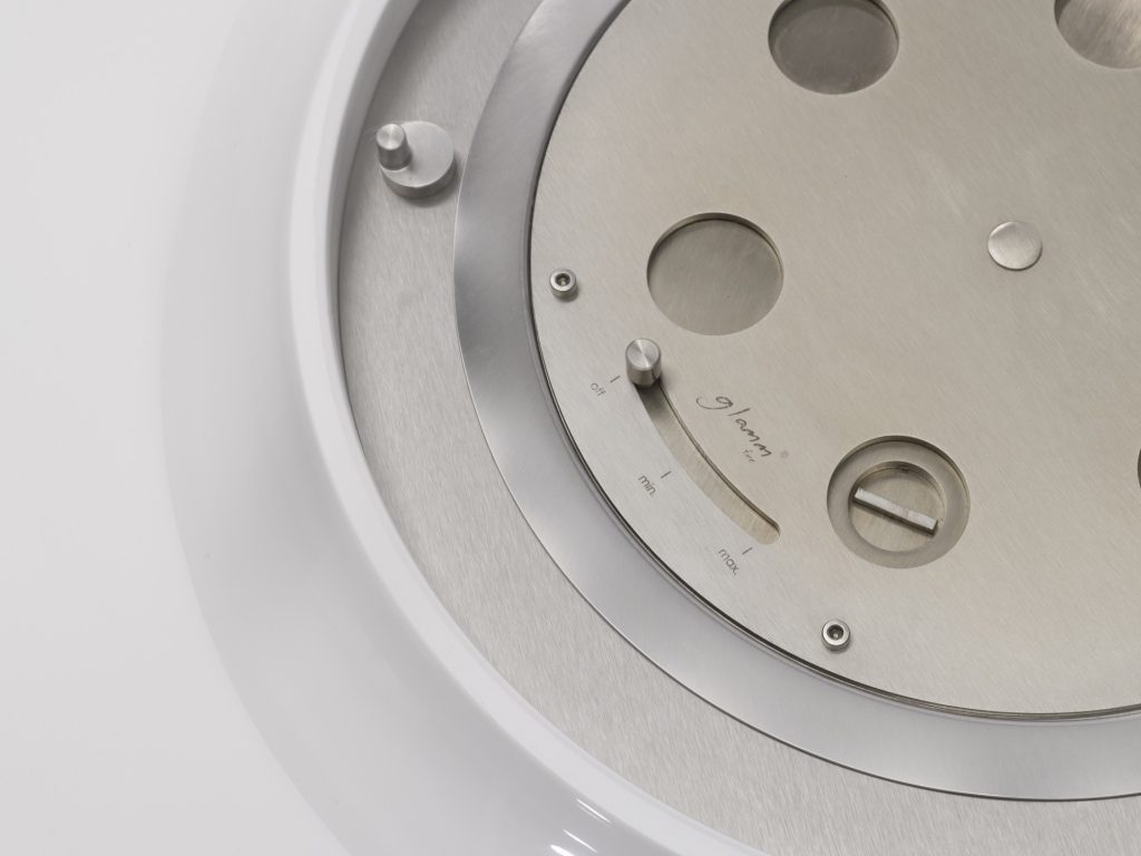 Close-up of Burner I bioethanol mechanical burner by GlammFire in stainless steel