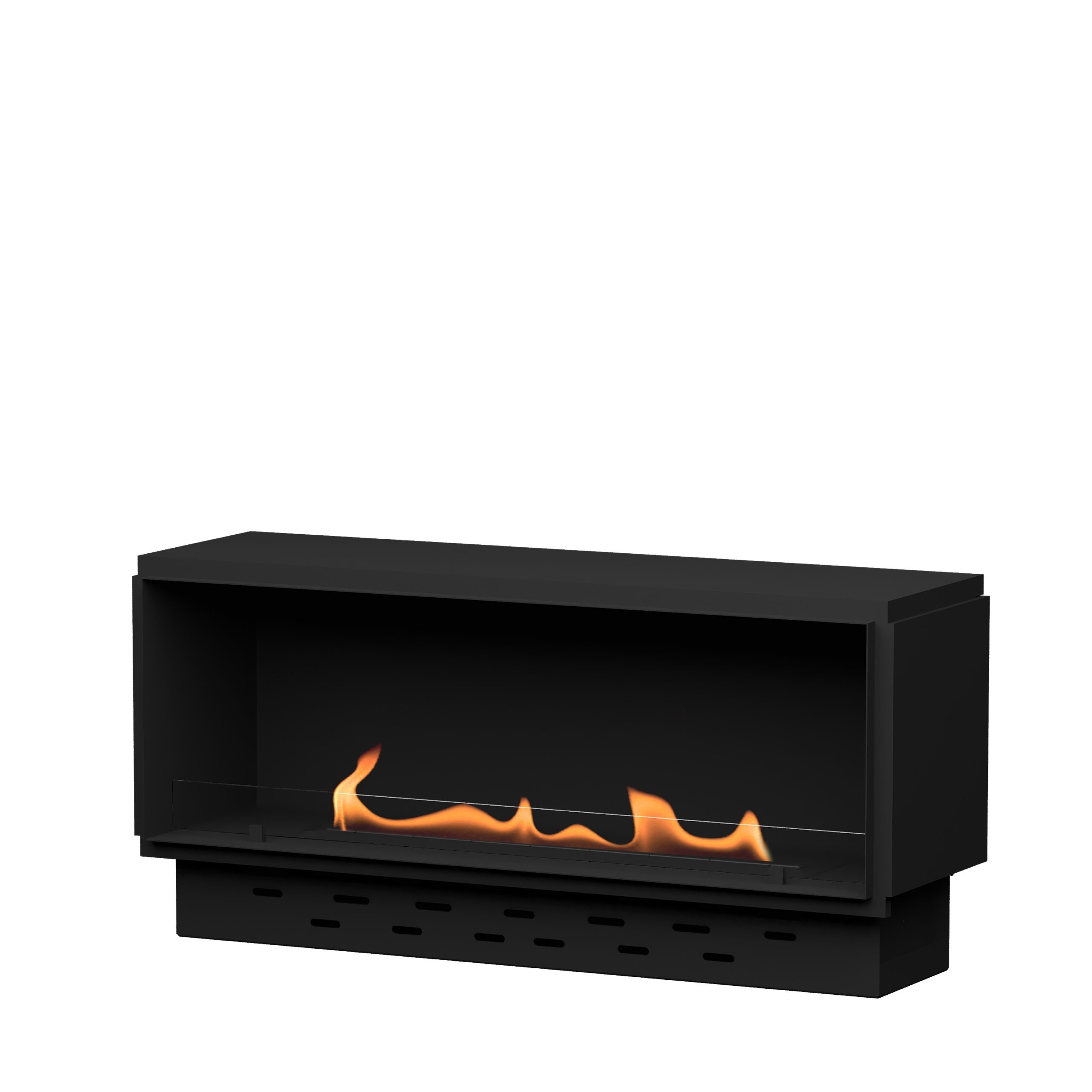 GlammBox EVOPlus bioethanol fireplace with sleek black design.