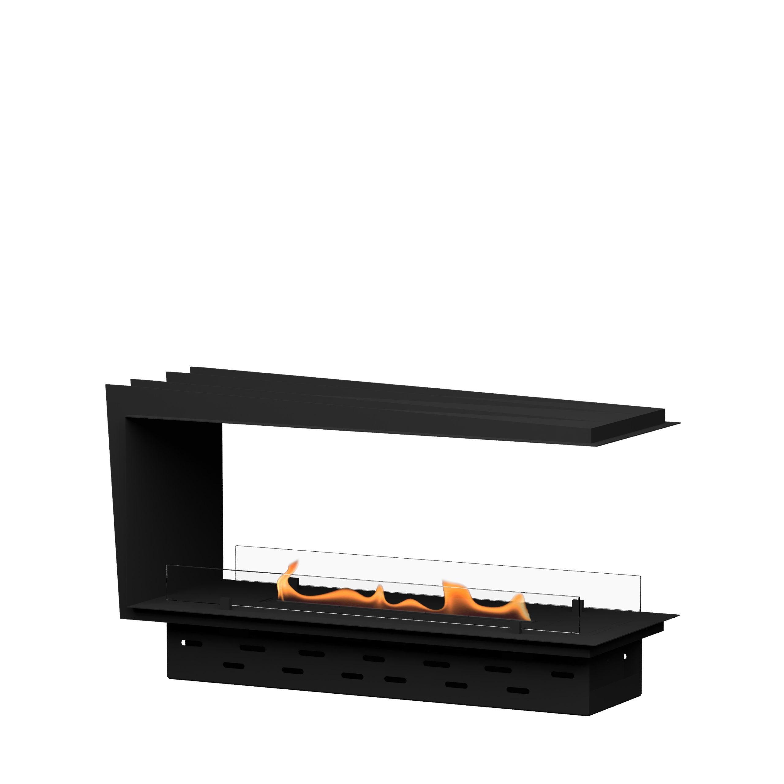 GlammBox EVOPlus RD bioethanol built-in fireplace with a modern, open design.