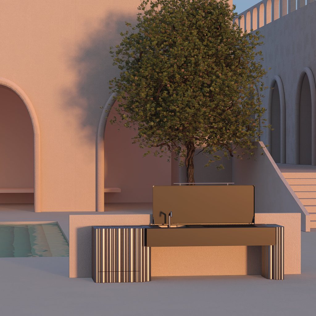 La Bohème barbecue by GlammFire, featuring a modern and luxurious design, set in an elegant outdoor space, perfect for sophisticated grilling experiences.