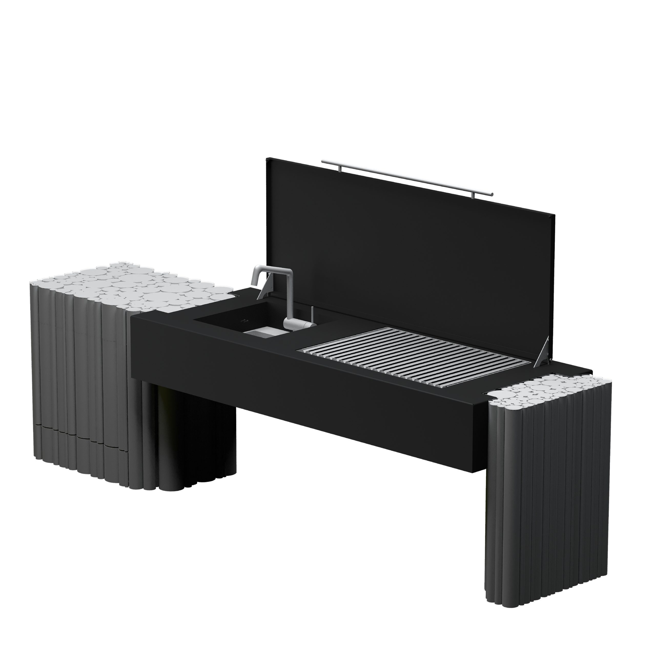 La Bohème barbecue by GlammFire, showcased in a studio environment, highlighting its sleek modern design and luxury materials.