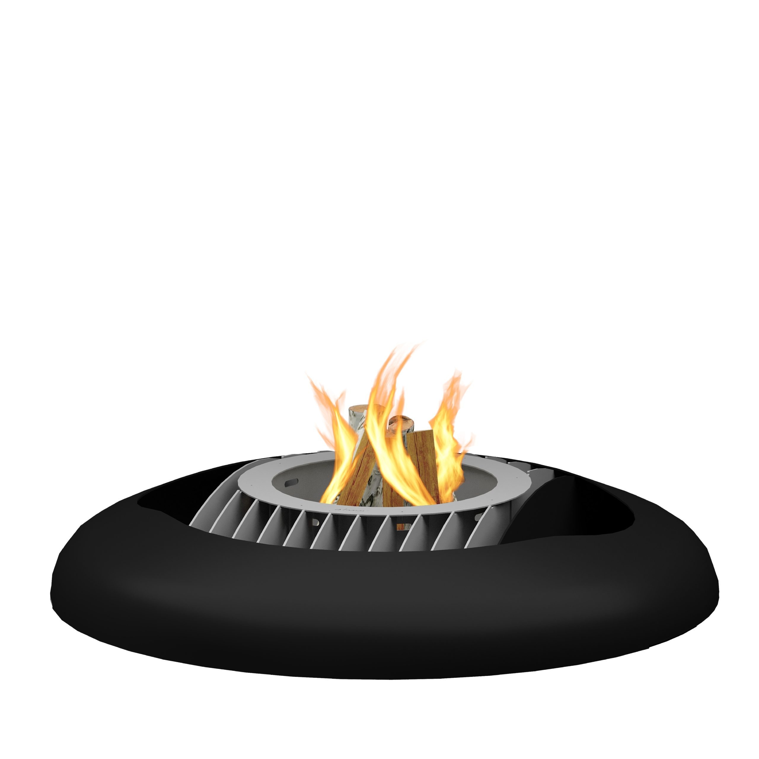 Mime fire pit by GlammFire, modern wood-burning outdoor fire pit with a sleek circular design.