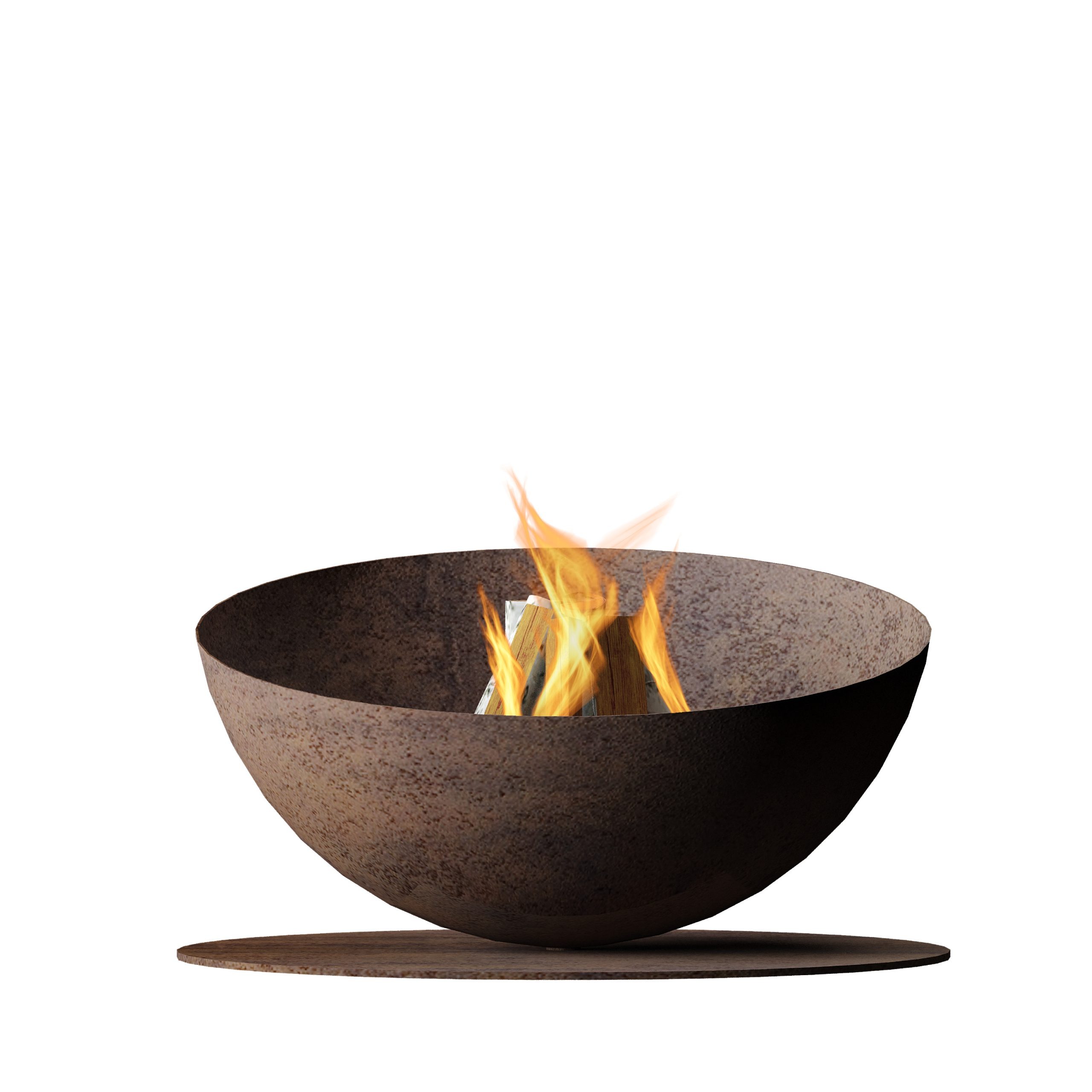 Solace fire pit by GlammFire, wood-burning, minimalist design with no background.