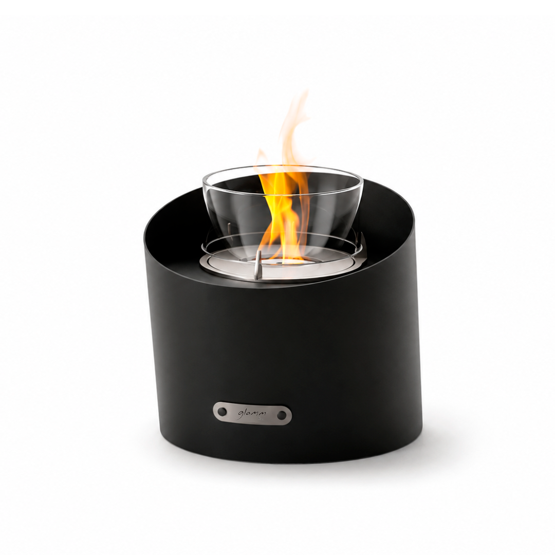 Contour tabletop bioethanol fireplace with transparent background, modern design for stylish interiors.