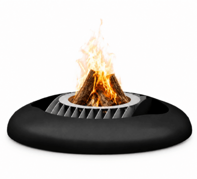 Mime fire pit by GlammFire, modern circular wood-burning outdoor fire pit.