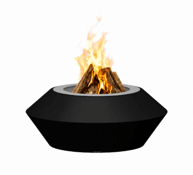 Operetta fire pit by GlammFire, modern geometric wood-burning outdoor fire pit.