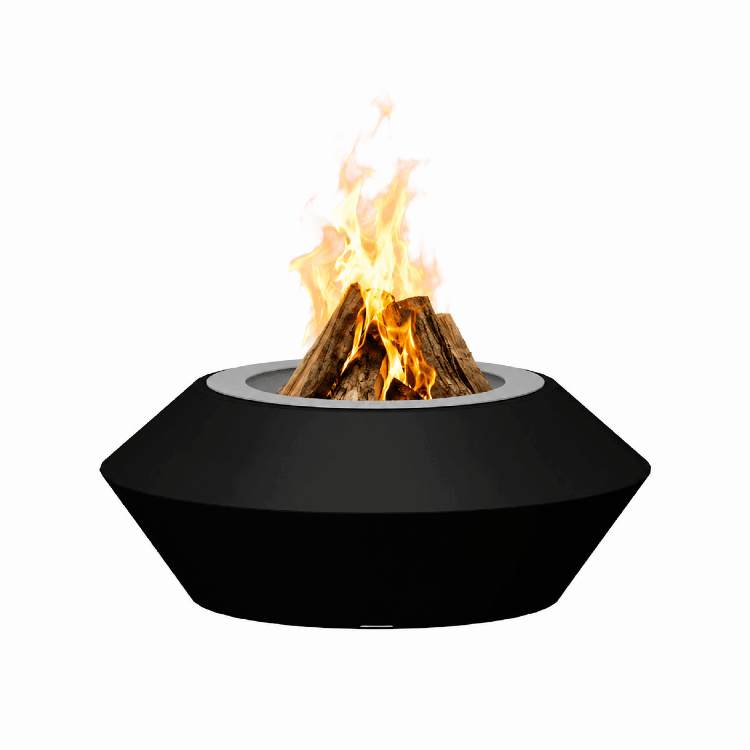 Operetta fire pit by GlammFire, modern geometric wood-burning outdoor fire pit.