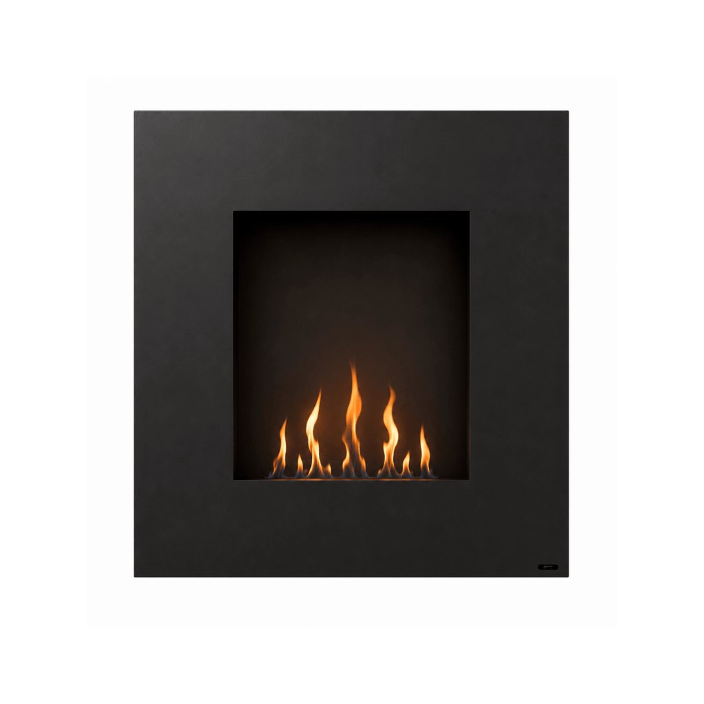 Lotus square bioethanol wall fireplace by GlammFire with minimalist design on transparent background.