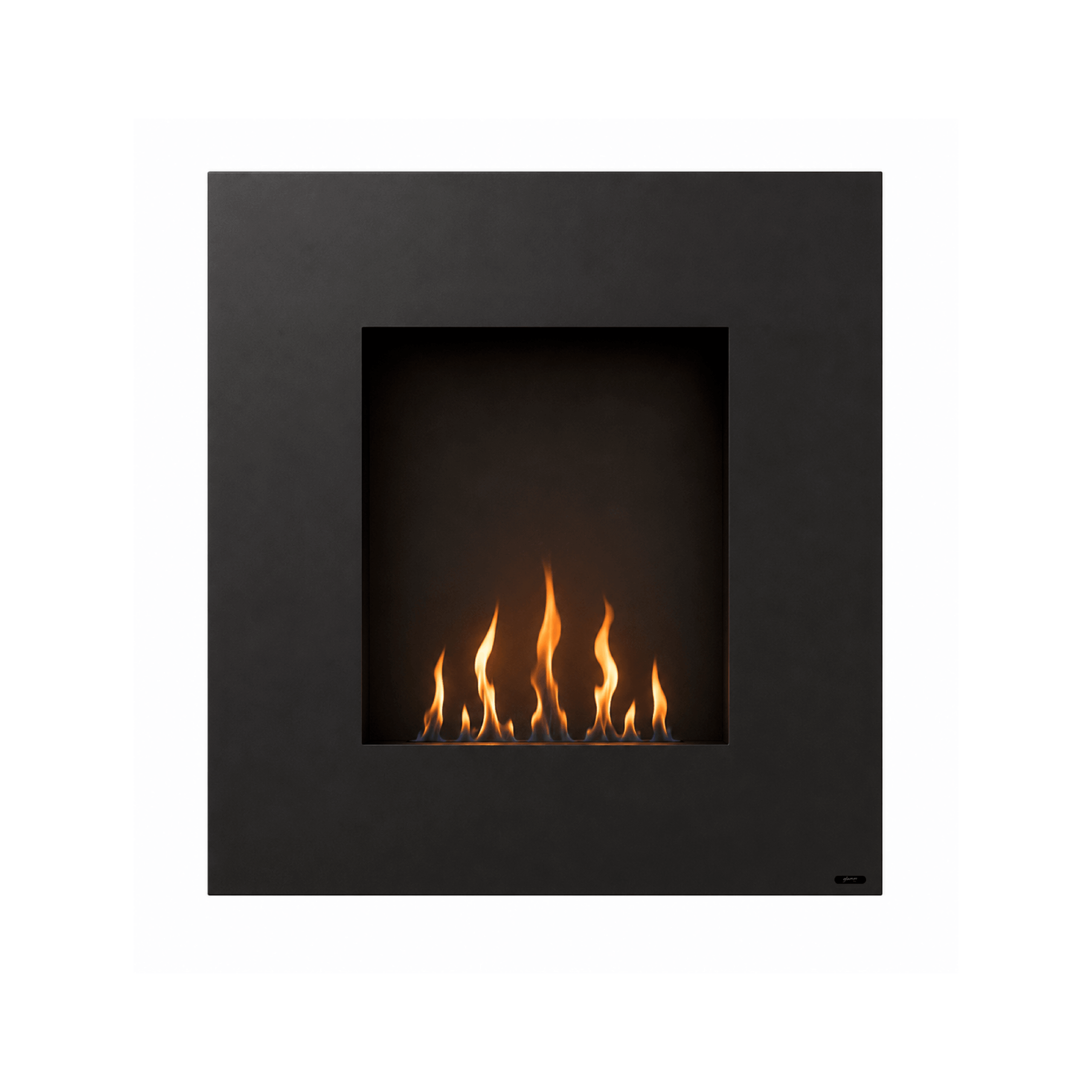 Lotus square bioethanol wall fireplace by GlammFire with minimalist design on transparent background.