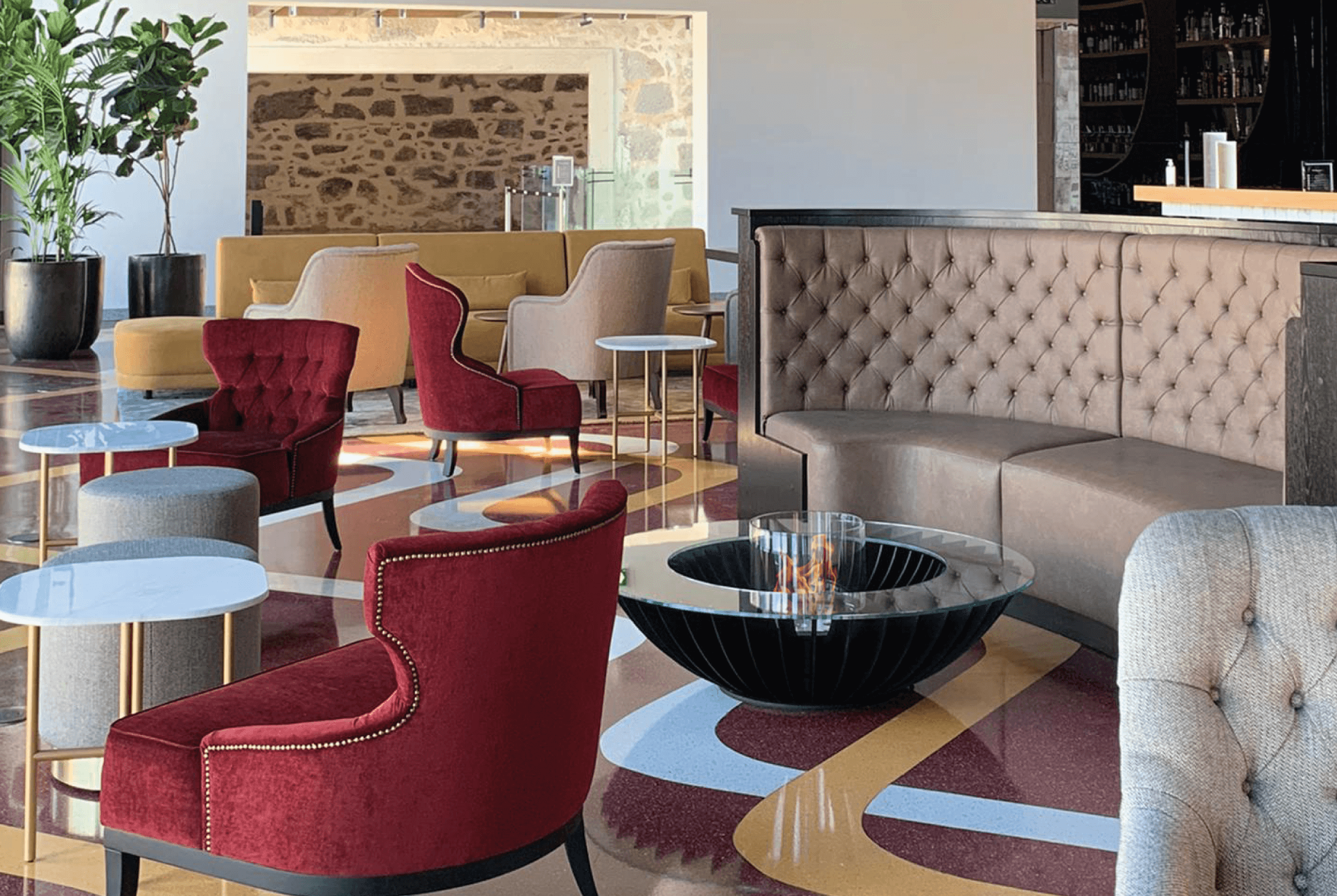 Cosmo fire pit in a refined and elegant bar setting