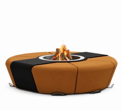Circus fire pit by GlammFire with modular backless design for luxury outdoor living spaces.