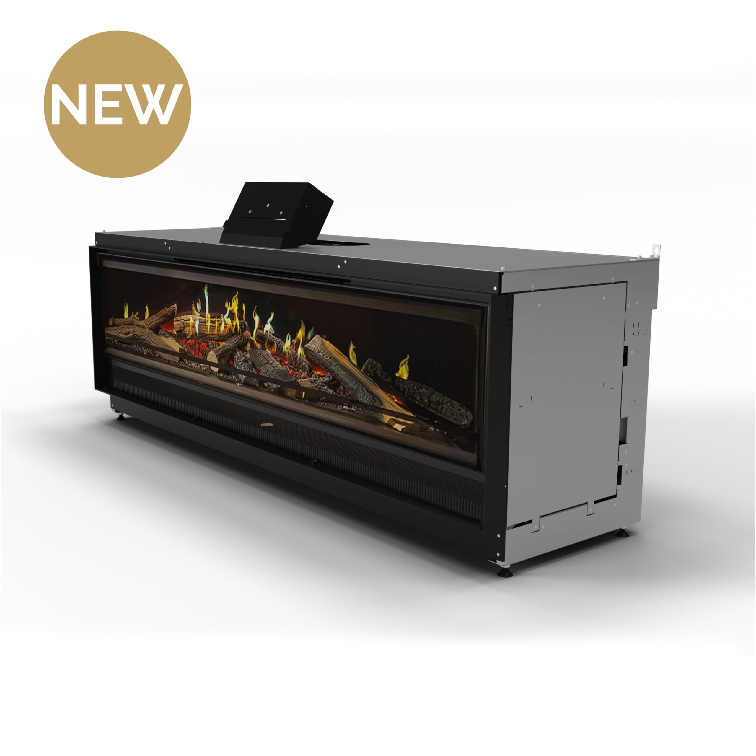 Lumina Electric Fireplace by GlammFire, built-in holographic model with heating function, perfect for modern interiors.