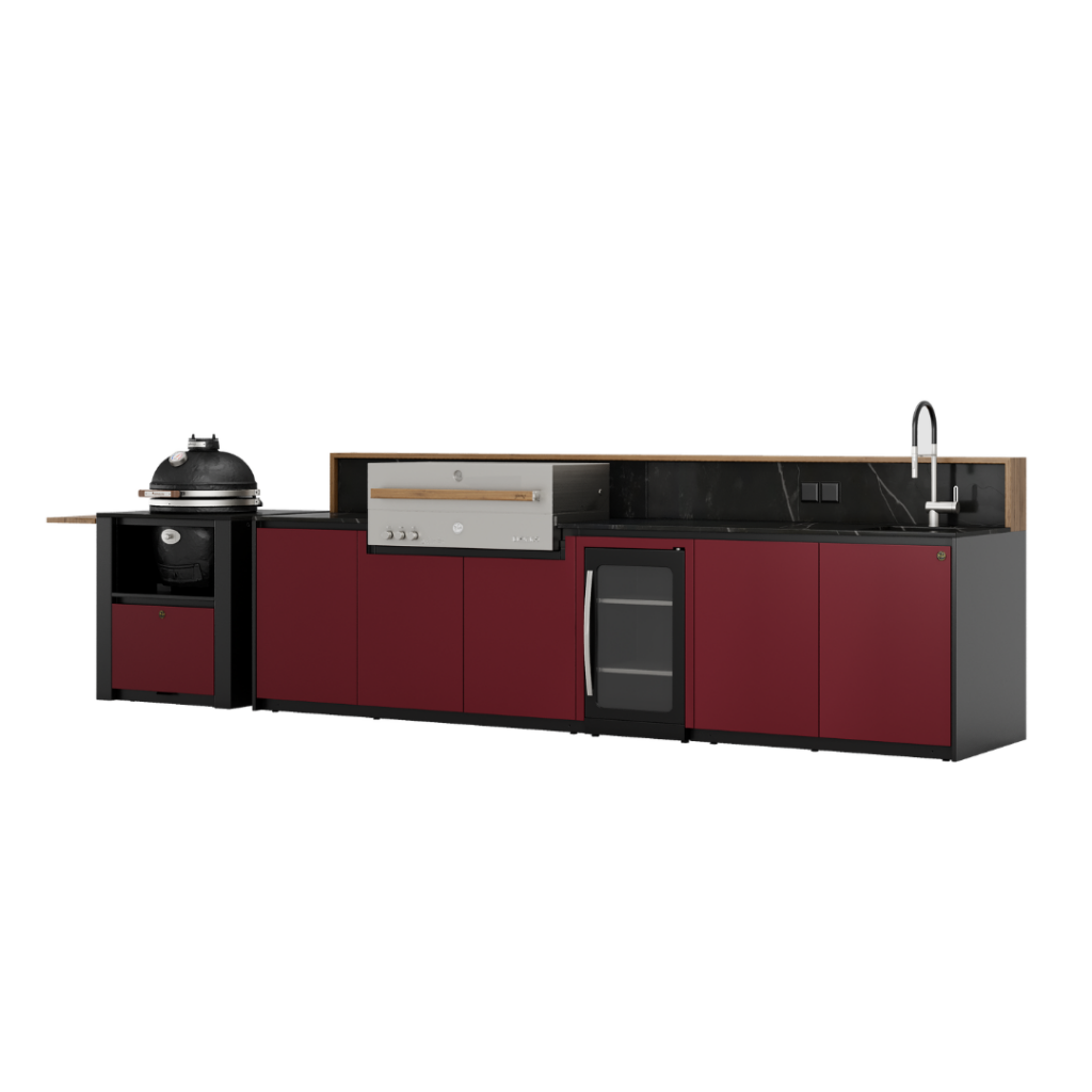 Side view Nero Plus outdoor kitchen GlammFire stainless steel GLA Outdoor Kitchens