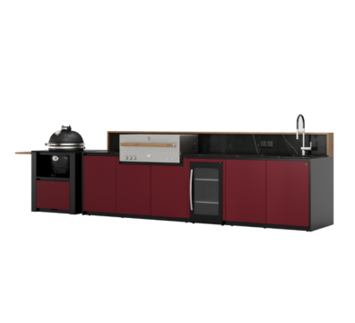 Side view Nero Plus outdoor kitchen GlammFire stainless steel GLA Outdoor Kitchens