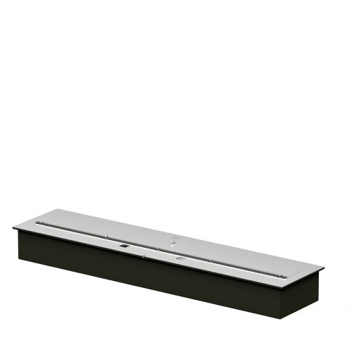 Burner V bioethanol fireplace with transparent background, resembling a sleek line of fire for modern decor.