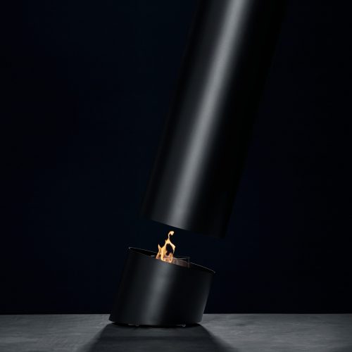 Minimalist suspended bioethanol fireplace Contour 13 by GlammFire in sleek black design