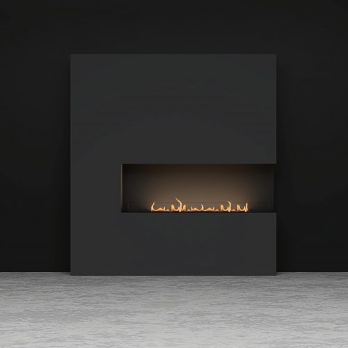 GlammBox EVOPlus Corner 880 bioethanol built-in fireplace in studio setting.
