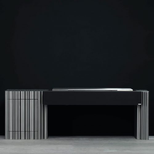 La Bohème barbecue by GlammFire, showcased in a studio environment, highlighting its sleek modern design and luxury materials.