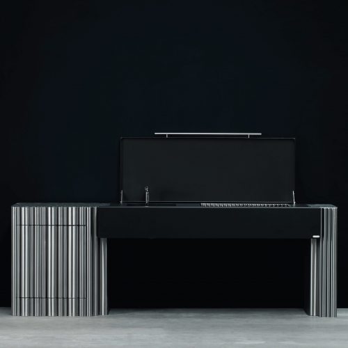 La Bohème barbecue by GlammFire, showcased in a studio environment, highlighting its sleek modern design and luxury materials.