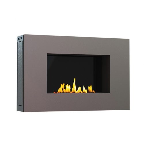 Mito Small bioethanol wall-mounted fireplace with a contemporary design in gray finish.