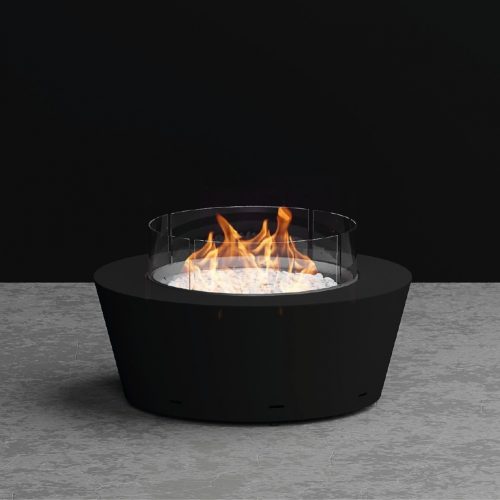 Otello gas fire pit in a studio setting with a clean black background.