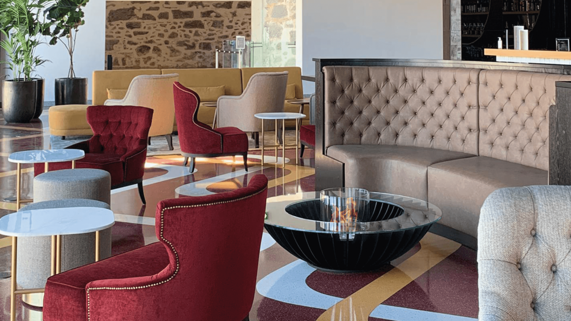 Cosmo fire pit in a refined and elegant bar setting