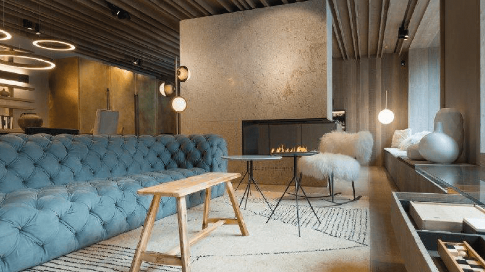 Bioethanol fireplace in a modern living room with cozy and elegant decor.